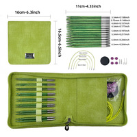 Ensemble d'aiguilles à tricoter circulaires interchangeables, 8 paires, vert émeraude, en bouleau, avec câble détachable et étui zippé pour pulls, écharpes et projets DIY