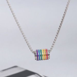 Collier Hip-Hop en Acier Inoxydable pour Homme, Pendentif Géométrique Double Anneau Résistant à la Décoloration, Chaîne de Pull pour Femme - Product Image 6