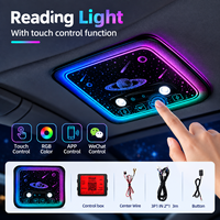 Lampe de lecture intérieure de voiture 12V, lampe d'ambiance, commande tactile par application, éblouissante lumière de plafond de voiture effet ciel étoilé avec éclairage d'ambiance RGB