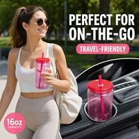 Gobelets en plastique personnalisés pour événements promotionnels, durables, 16 oz, réutilisables, avec pailles en plastique colorées