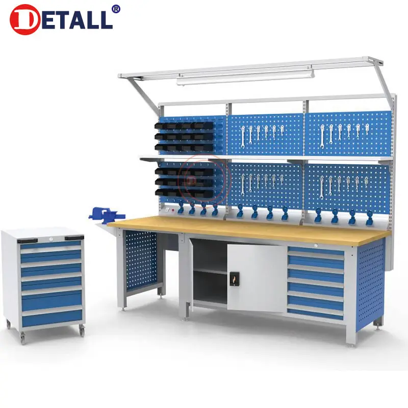 Công Nghiệp Hiện Đại Garage Kim Loại Workbench Heavy Duty Thép Ngăn Kéo Bàn Làm Việc