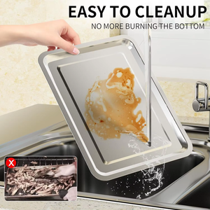 Plateau de cuisson carré en acier inoxydable antiadhésif écologique et panier de friteuse à air pour la cuisson et la grillade - Product Image 4
