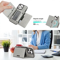 Vente directe d'usine, étui en TPU pour 16 Pro Max S25, étui de téléphone à charge sans fil, porte-cartes magnétique à trois volets