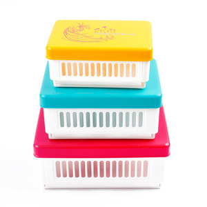 Plastic Storage Box Rectangle Office Organizer Blue Red Yellow Stackable With Lid For <b>Desk</b> Use - Product Image 1