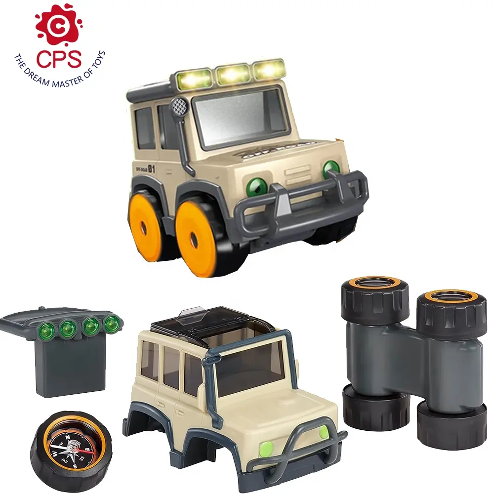 4 in 1 grandi avventure binocolo ricerca Safari stelo auto veicolo giocattolo con binocolo torcia e bussola
