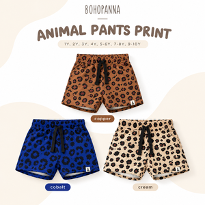 Shorts pour hommes à imprimé léopard, taille élastique avec cordon de serrage, décontractés, d'été, couleur Cuivre Cobalt Crème, motif animalier - Product Image 1