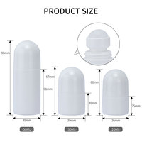 Flacon de déodorant à bille roulante en plastique rond rechargeable vide de 20 ml, 30 ml, 50 ml