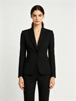 Ensemble tailleur femme noir ajusté sur mesure, blazer à un bouton et pantalon droit, idéal pour le bureau et les occasions formelles, deux pièces – Fabrication OEM/ODM