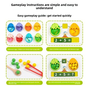 Juguete Matemático <span class=keywords><strong>de</strong></span> Madera con Forma <span class=keywords><strong>de</strong></span> Huevo <span class=keywords><strong>de</strong></span> Dinosaurio RIZON Montessori con Cuentas y Símbolos Aritméticos, Juguete Educativo STEM para Niños Pequeños - Product Image 3