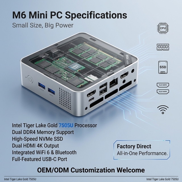 Yifang's New Intel Tiger Lake Gold 7505U Series Windows 11 Mini Computer Comes with 8GB DDR4 Memory and 256GB SSD Mini Computer