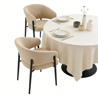 Chaise d'appoint moderne en bouclette avec dossier incurvé et accoudoirs circulaires