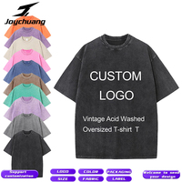 T-shirt Homme Oversize Vintage Personnalisé Joychuang 230 GSM Coton Délavé Impression Logo DTG DTF Hip-hop pour Hommes