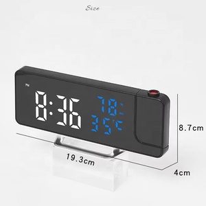 Slimme, heldere LED-<span class=keywords><strong>display</strong></span> digitale projectie wekker met 180 °   Draaibare spiegel Snooze Kalender Binnentemperatuur Vochtigheid - Product Image 2