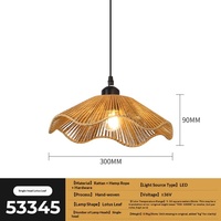 Lustre suspendu réglable en rotin et fer, style rétro vintage, avec design créatif pour restaurants et hôtels