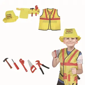 A Performance suit Halloween Cosplay Kids Role Play Toy Set Career Costumes Construction Worker Costume cosplay