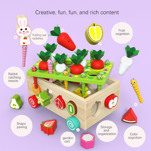 Puzle de madera 3d para niños, carrito educativo temprano, bloques de construcción, juguetes 4 en 1 para atrapar insectos y frutas - Product Image 3