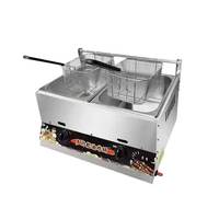 Friteuse à gaz professionnelle 20L Double cylindre friteuse à gaz frites de poulet friteuse réservoir en acier inoxydable GC fourni brûleur à économie d'énergie