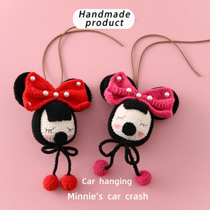Décoration de voiture de Noël en forme de feuille de laine douce et mignonne de style coréen avec Minnie pour le salon, la fête des pères et le Nouvel An - Product Image 1