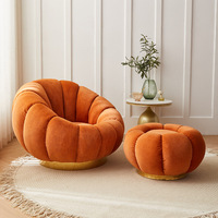 Fauteuil de salon minimaliste nordique en velours de luxe, canapé individuel, fauteuil paresseux, pouf