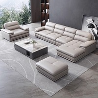 Italienisches Minimalistisches Echtleder-Sofa-Set Modernes und Schlichtes Wohnzimmer Neuer Stil Ledermöbel-Set Queen-Size-Sofa