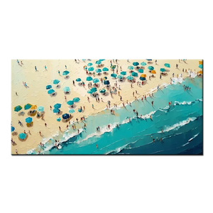 Lukisan Dinding Akrilik Mintura Handpainted Blue Modern Art Deco Pemandangan Laut dengan Tepi Lukisan Penuh 5cm Dapat Disesuaikan untuk Ruang Tamu Musim Panas - Product Image 2