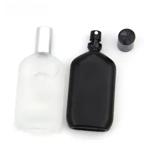 Fabricants vente en gros 25ml vaporisateur plat noir mat bouteille de parfum en verre transparent pour parfum