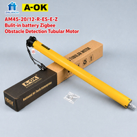 Moteur tubulaire pour stores enrouleurs motorisés A-OK AM45-20/12-R-ES-E-Z, électronique, métallique, Zigbee, batterie lithium intégrée, 45 mm