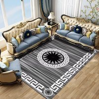 Tapis de sol personnalisé en velours noir et gris, imprimé, antidérapant, doux, pour salon, tapis moderne à bordures géométriques, décoration d'intérieur, grand format