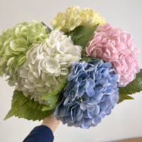 Fleur d'hortensia artificielle en latex de haute qualité, toucher réel, pour la décoration de table de fête, d'hôtel, de mariage, fleurs décoratives bleues, blanches, roses