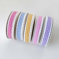 Ruban à carreaux ondulé de 1,5 cm avec bord crocheté pour emballage cadeau floral, nœuds DIY et accessoires vestimentaires