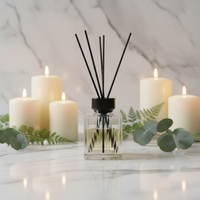 Bouteille diffuseur de parfum en verre texturé épaissi, imprimée, type ventre, avec couvercle, Type-C, haute, 5L, pour grossistes – Collection Deluxe Mignonne Crème Senses