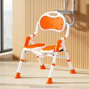 Chaise de douche avec dossier et accoudoirs, siège de bain avec rainure découpée, tabouret de douche antidérapant pour personnes <span class=keywords><strong>âgée</strong></span>s, handicapées, enceintes - Product Image 1