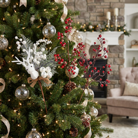 Adornos Navideños LANTINGXU, Diseño de Alce Blanco y Bayas Rojas, Adornos Artificiales Personalizados para Árbol de Navidad