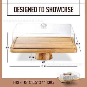 Plateau à gâteau en bois d'acacia, support à dessert en bois massif, plateau de présentation pour table - Product Image 4