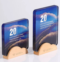 Plaque en verre cristal avec impression couleur sur base en bois, récompenses de bureau personnalisées, certificat, décoration, souvenir d'entreprise, cadeau