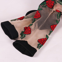 Chaussettes élastiques fines en dentelle et Rose pour femmes, bas d'été Transparent en cristal soie, chaussettes courtes transparentes