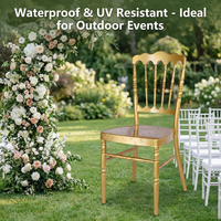 Chaise de banquet Napoléon empilable en résine dorée, style classique moderne, durable, pour hôtel, extérieur, ferme, usage commercial, vente en gros