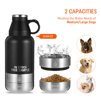 Bouteille d'eau pour chien 3 en 1, bol de 32 oz, bouteille d'eau pour animaux de compagnie avec bol pour nourriture humide ou sèche et bouche large avec tasse