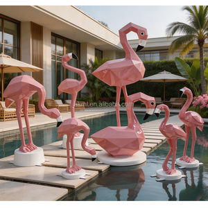 Estatua de Flamenco Gigante Rosa de Fibra de Vidrio, Arte Popular Duradero, Decoración Artística para Jardín y Plaza al Aire Libre - Product Image 5