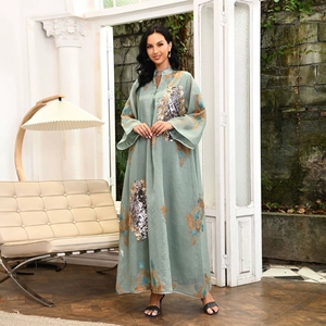 Abito da Sera <span class=keywords><strong>Lungo</strong></span> Abaya di Lusso Modesto 2025 per <span class=keywords><strong>Donna</strong></span> con Ricamo di Perline Dubai Islamico per Speciali Occasioni Musulmane Tradizionali - Product Image 2