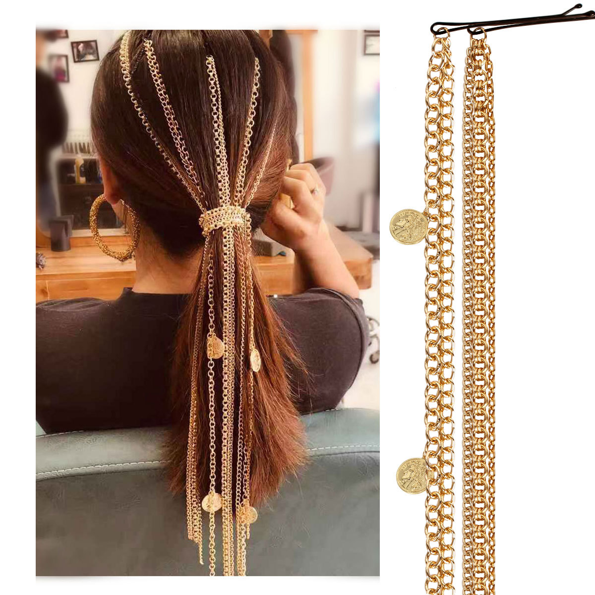Gold Chain Hair Drape