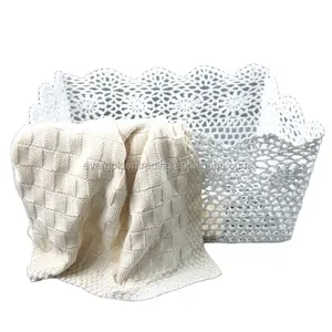 Crochet Cotton Line Rope Hand gefertigter gestrickter Wäsche korb Gewebter Handtuch korb Wäsche korb Hand gewebter Wäsche korb