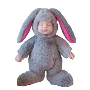 Funny kids sleeping toys design cartoon Simulation plush rabbit pacify vinyl soft toy dolls for kids