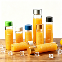 Bouteille en verre cylindrique pour jus, lait, thé, eau VOSS, avec bouchon à vis et logo personnalisé, vente en gros