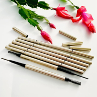 Crayon à sourcils automatique double tête de haute qualité, nouvelle arrivée, doré, imperméable, marque privée, maquillage chimique pour les yeux