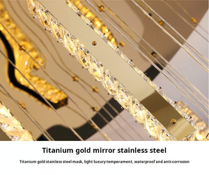 Led sang trọng dài Đèn Chùm Pha Lê đa-đầu ánh sáng mặt dây chuyền cho Duplex xây dựng Hollow Loft biệt thự phòng khách - Product Image 6