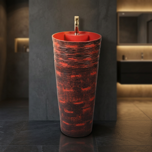 Modern White Square Designer Ceramic Pedestal Wash Basin Sink Set for Mall Villa Use Vistaar Brand - Product Image 4