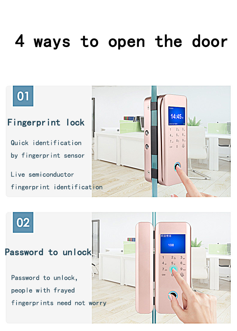High-quality glass door fingerprint lock APP remote unlocking record multi-purpose security intelligent lock electronic smart