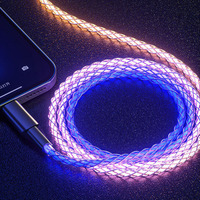Cables Pd Rgb de Carga Rápida con Luz Led Intermitente, Cable de Datos de 66w Tipo-c Usb, Cable Brillante para Samsung Iphone, Cable de Carga para Automóvil UCB09