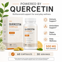 Quercétine Complexe Marque Blanche 500mg avec Bromélaïne et Bioflavonoïdes d'Agrumes 60 Capsules Végétales Complément Alimentaire pour la Santé Immunitaire Usine
